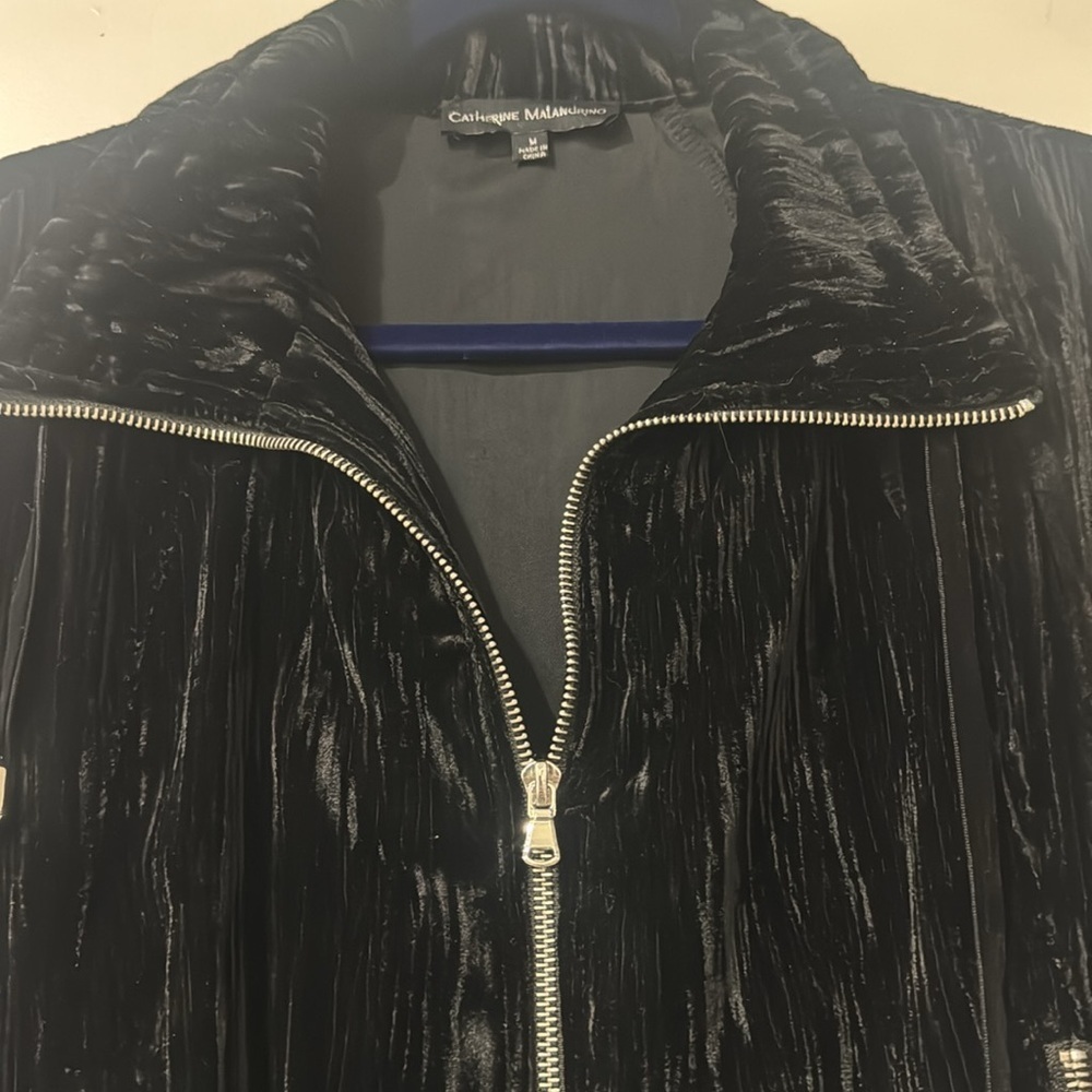 Catherine Malandrino Black Crushed Velvet Batwing Jacket – Size Medium - Picture 5 of 9